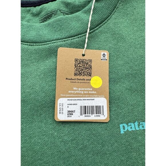 Patagonia Fitz Roy Icon Uprisal Crew Sweatshirt Men’s M / Womens L Green NWT - Picture 5 of 8